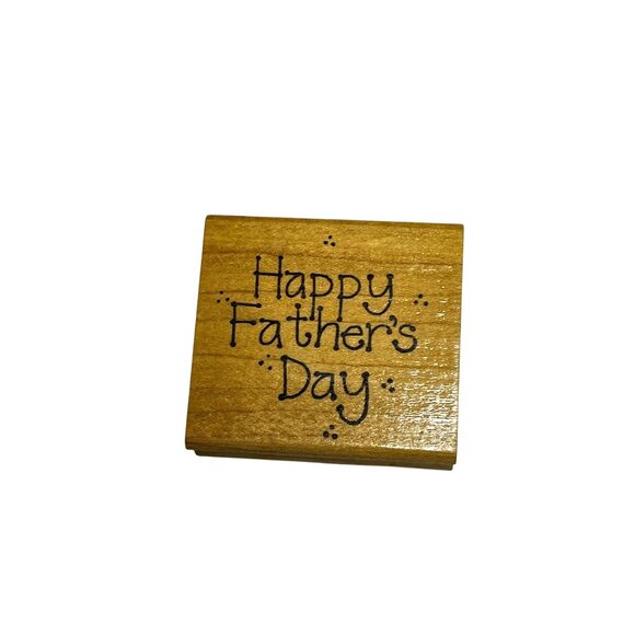 Azadi Earles Happy Father's Day F736 Wood Mounted Rubber Stamp VTG - Picture 1 of 3